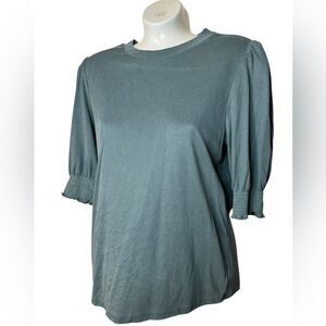 Lucky Brand Dusty Green Puff Sleeve Top